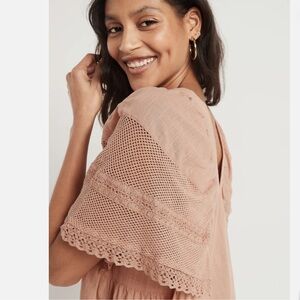 THE Cutest XUC Size Large Coral Flutter Sleeve Swing Dress